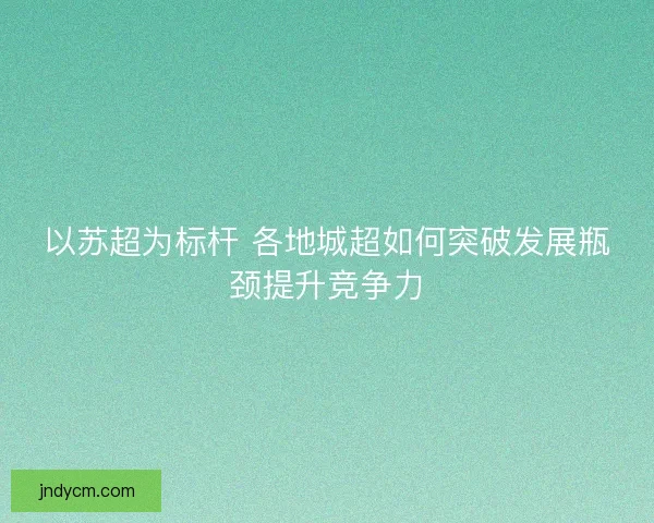 以苏超为标杆 各地城超如何突破发展瓶颈提升竞争力